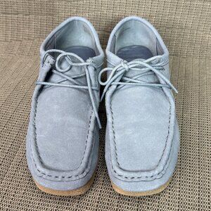 St. Johns Bay Womens Size 8.5 Light Blue Suede Moccasin Loafers Casual Shoes